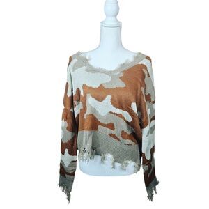 NWT Polly & Esther Sweater. Brown & Cream Sz Sm